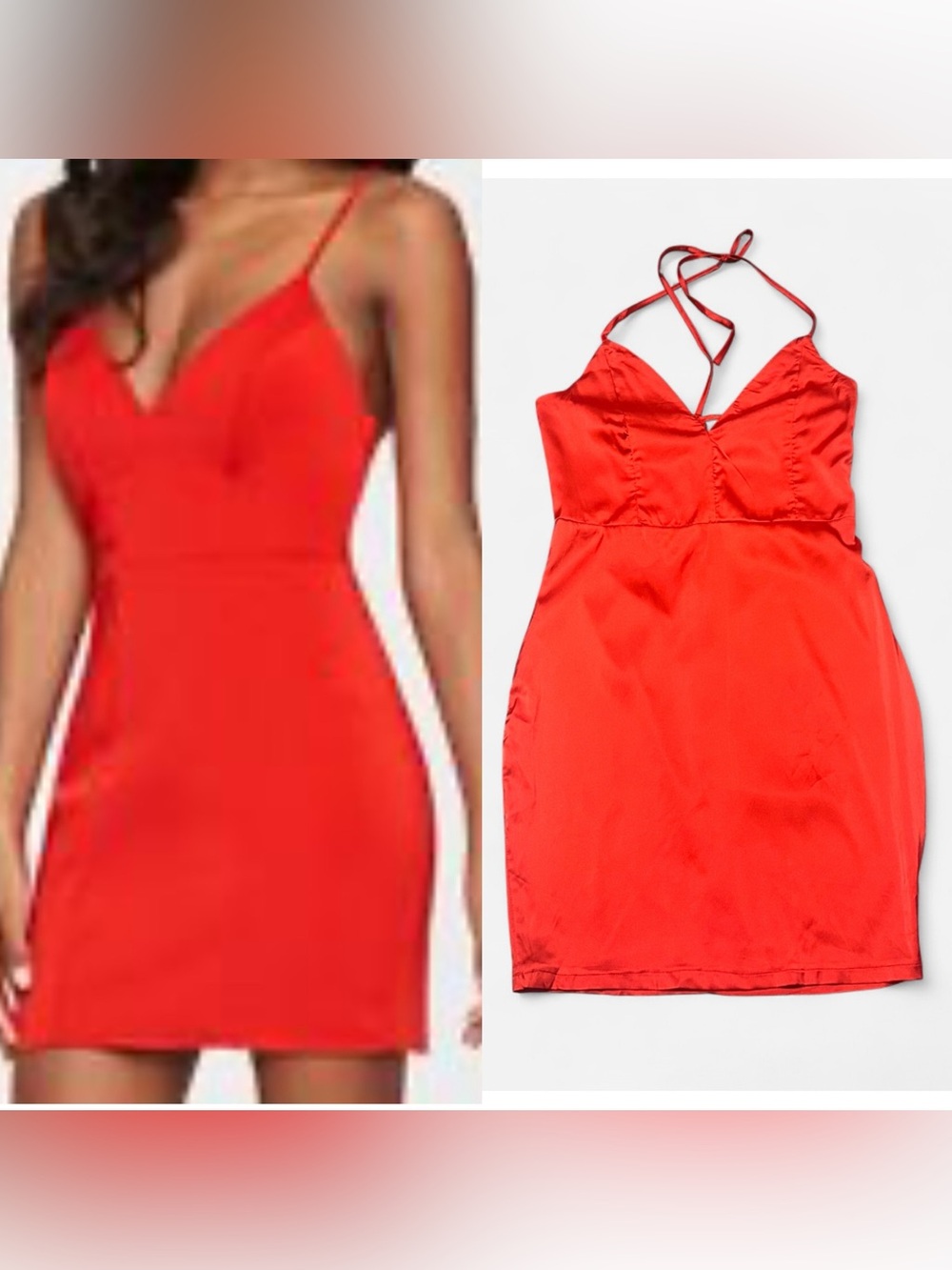 CBR Red Satin Spaghetti-Strap Mini Dress M